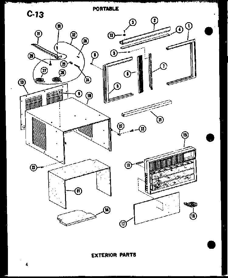 Exterior Parts Diagram and Parts List for ES6P-2AMS P54972-27R Amana Air Conditioner