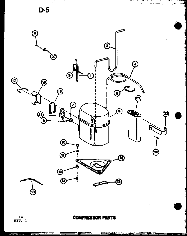 Compressor Parts Diagram and Parts List for 8P-5L P54973-21R Amana Air Conditioner
