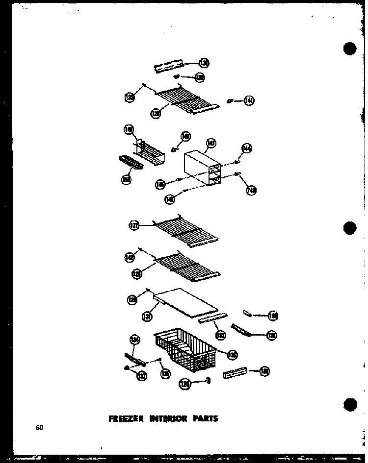 Freezer Interior Parts Diagram and Parts List for SD19W-P60340-70W  Amana Refrigerator