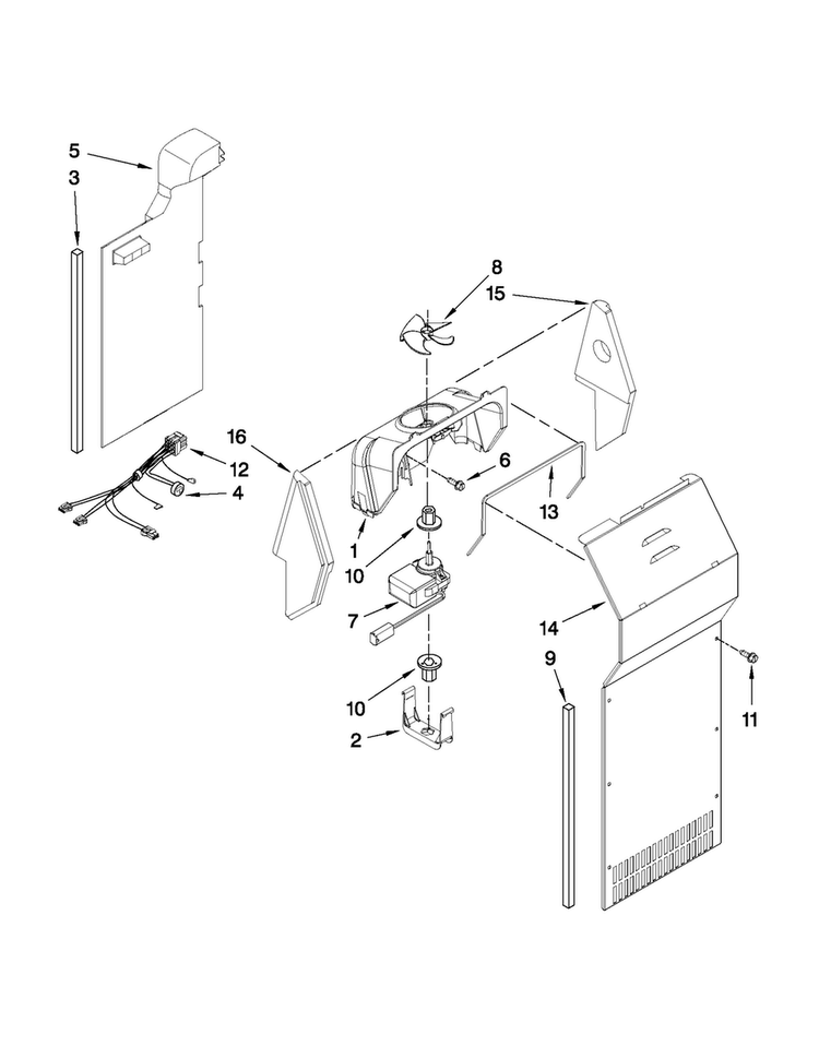 Air Flow Parts Diagram and Parts List for MSD2574VEW11  Maytag Refrigerator