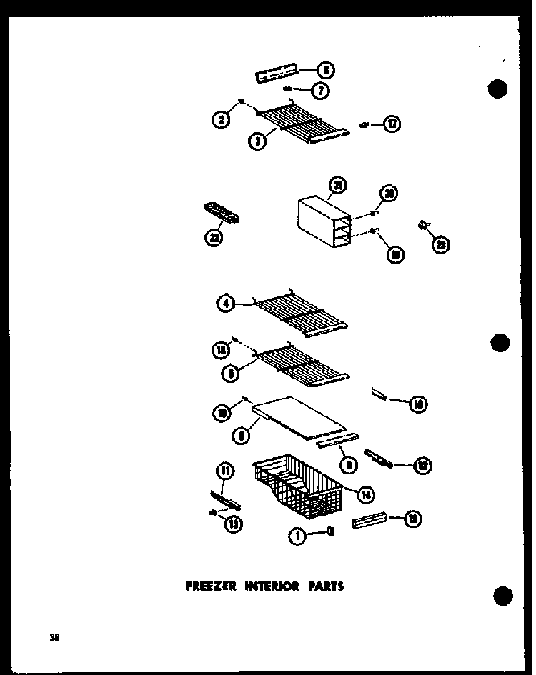Freezer Interior Parts Diagram and Parts List for ESR17N-A-P60350-55WA  Amana Refrigerator