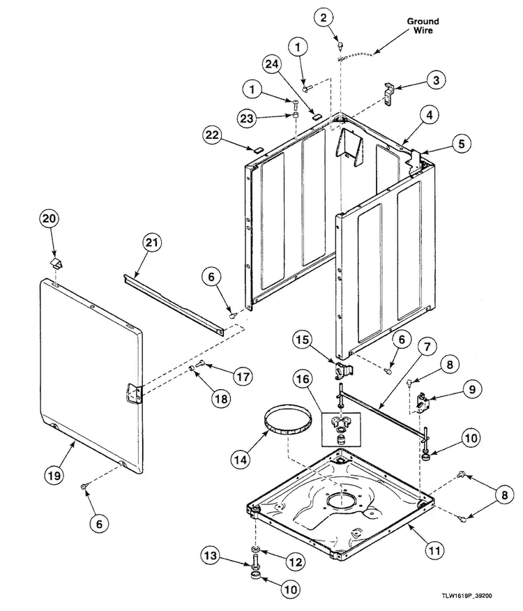 Cabinet Diagram and Parts List for  Speed Queen Washer