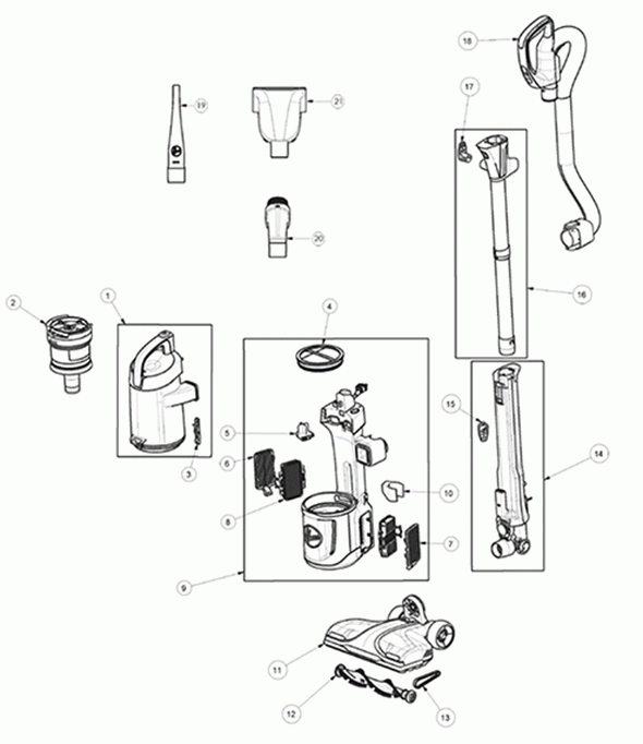 Diagram Diagram and Parts List for UH73300  Hoover Upright Vacuum