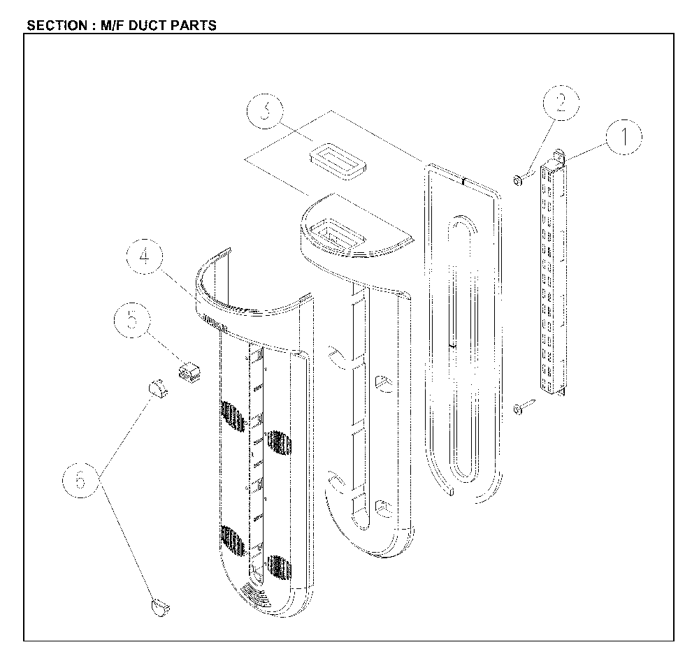 M/F Duct Parts Diagram and Parts List for 11161205713  Kenmore Refrigerator