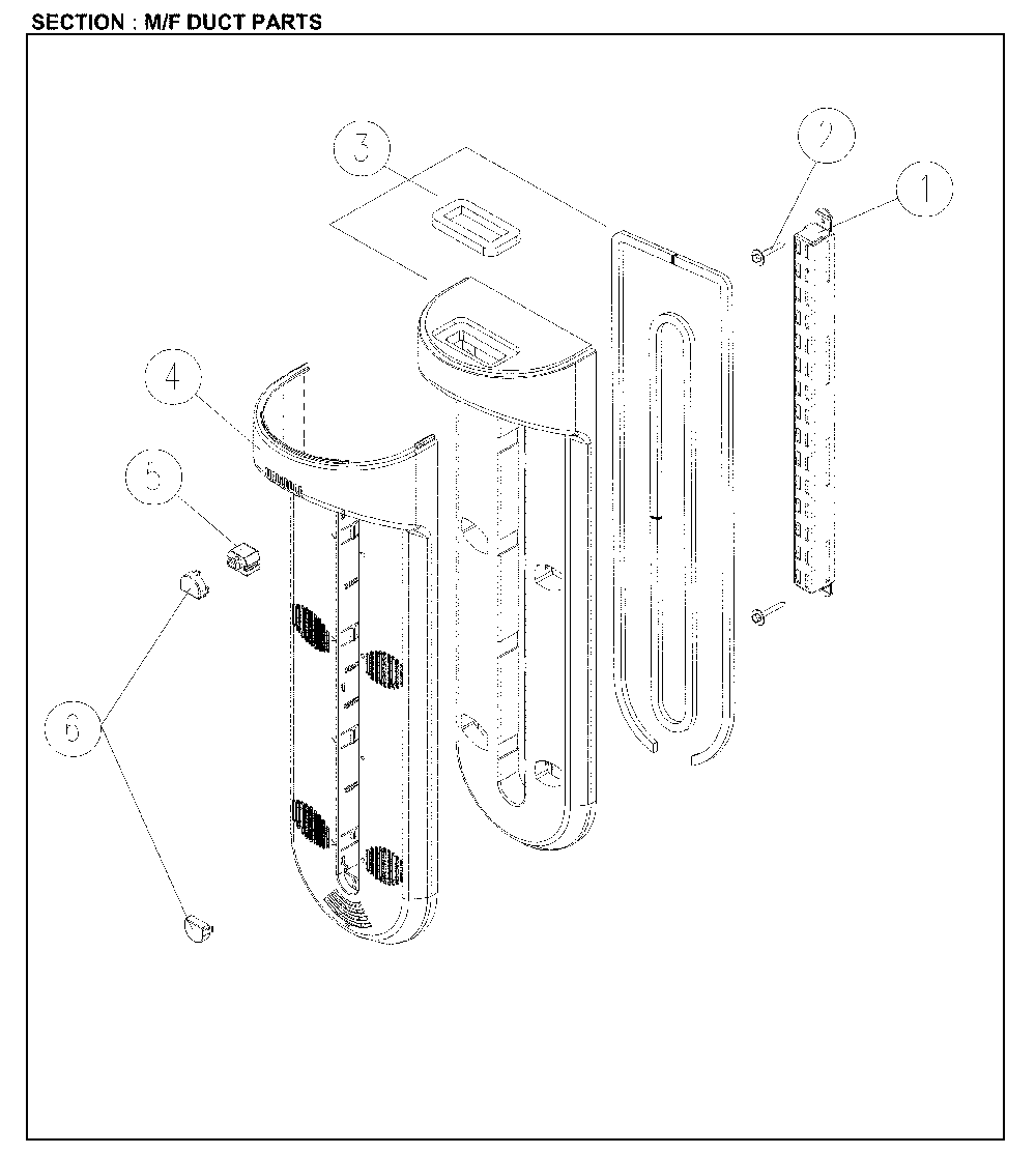 M/F Duct Diagram and Parts List for 11161209713  Kenmore Refrigerator