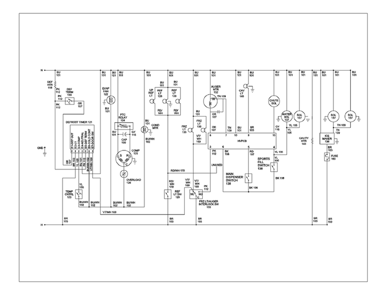 Wiring Information Diagram and Parts List for XRSS264BW-PXRSS264BW0  Amana Refrigerator