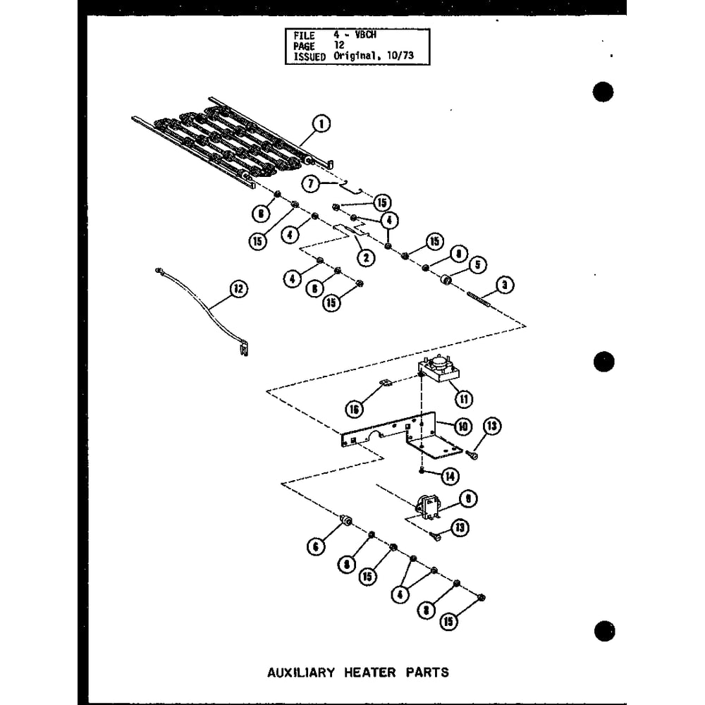 Auxiliary Heater Parts Diagram and Parts List for VBCH-35X-1J P54878-6C Amana Air Conditioner