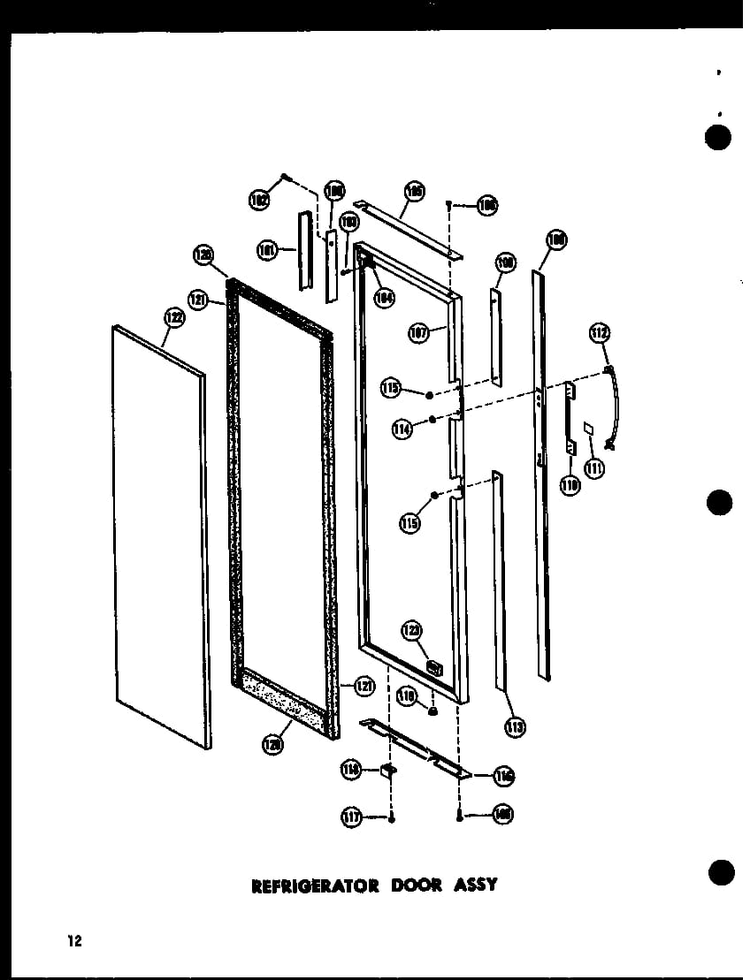 Refrigerator Door Assy Diagram and Parts List for SD19W-P60340-9W  Amana Refrigerator