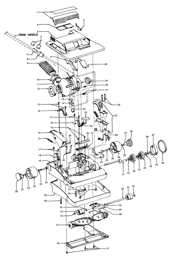 Mainbody, Hood Diagram and Parts List for U4231  Hoover Upright Vacuum