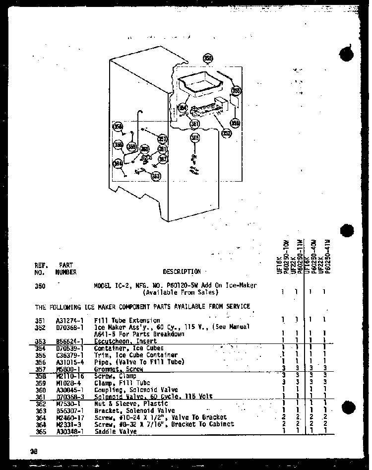 Section 4 Diagram and Parts List for UF12K-AG P60250-9WG Amana Freezer