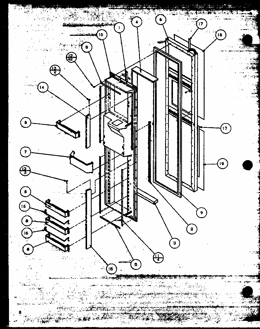 Freezer Door (sbd20mw/p1120201ww) Diagram and Parts List for SBI20M-P1120202W  Amana Refrigerator