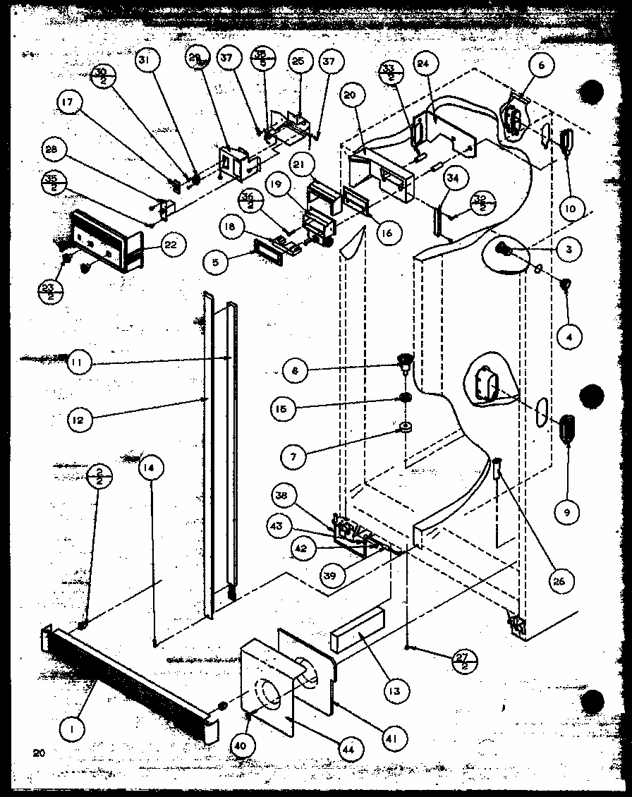 Refrigerator/freezer Controls And Cabinet Parts (sbi20mw/p1120102ww) (sbd20mw/p1120201ww) Diagram and Parts List for SBI20M-P1120202W  Amana Refrigerator