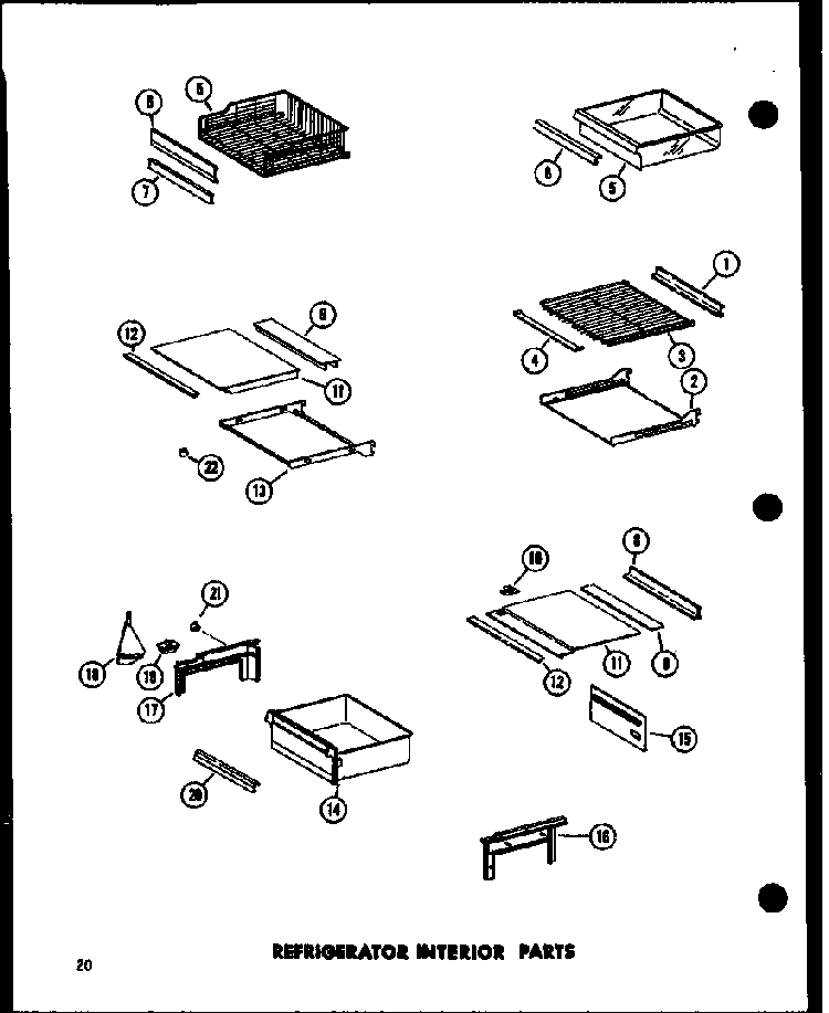 Refrigerator Interior Parts Diagram and Parts List for ESR17N-A-P60350-55WA  Amana Refrigerator