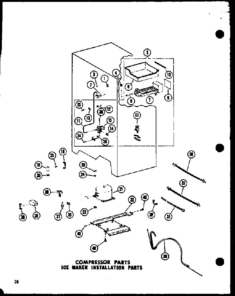Compressor Parts Ice Maker Installation Parts Diagram and Parts List for SP19E-C-P74870-2WC  Amana Refrigerator