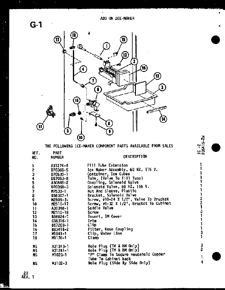 Section 2 Diagram and Parts List for ESBFC-16D-C-P74935-1WC  Amana Refrigerator