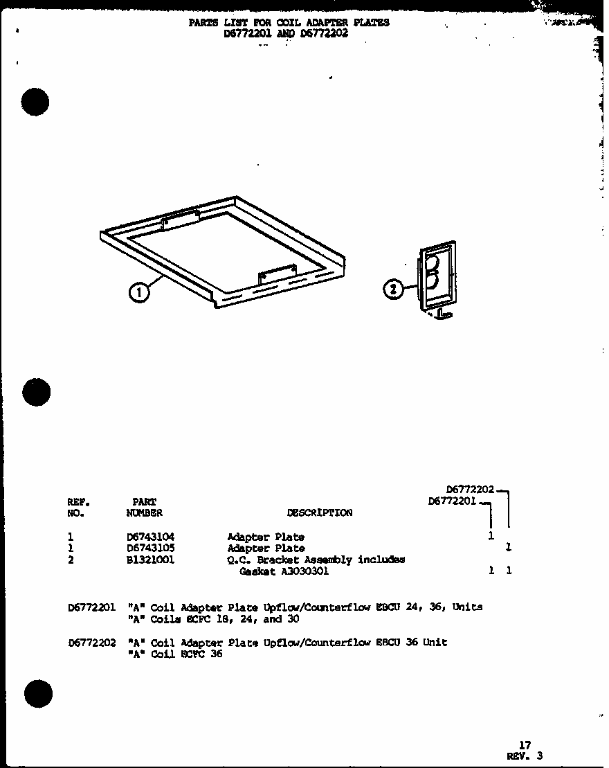 (d6772201) (d6772202) Diagram and Parts List for D6777001 P6777001 Amana Air Conditioner