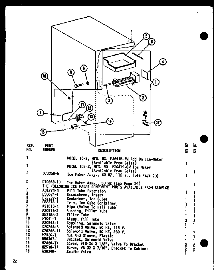 Icemaker Diagram and Parts List for SR19F1-G-P77000-8WG  Amana Refrigerator