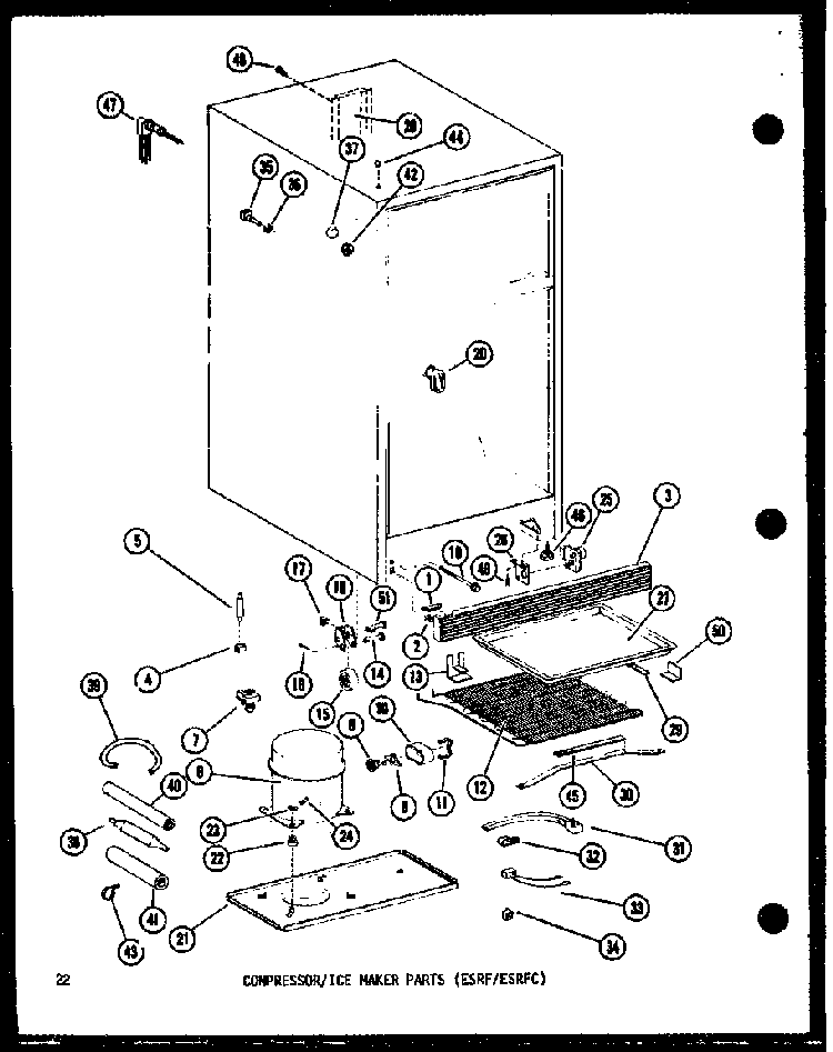 Compressor/ice Maker Parts Diagram and Parts List for ESR12C-P73953-7W  Amana Refrigerator