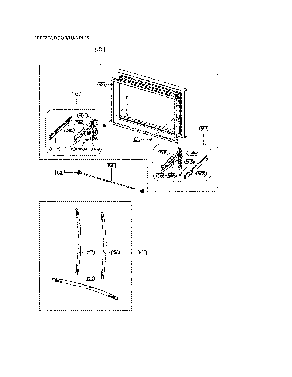 Freezer Door/Handles Diagram and Parts List for 11173307910  Kenmore Refrigerator