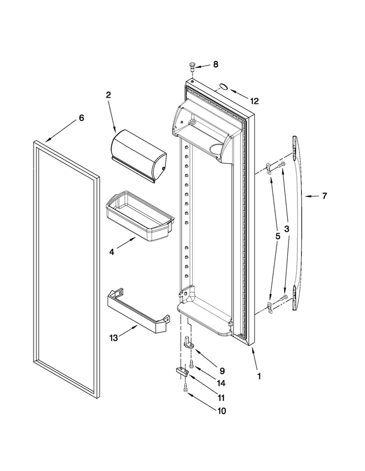 Refrigerator Door Parts Diagram and Parts List for MSD2574VEW11  Maytag Refrigerator