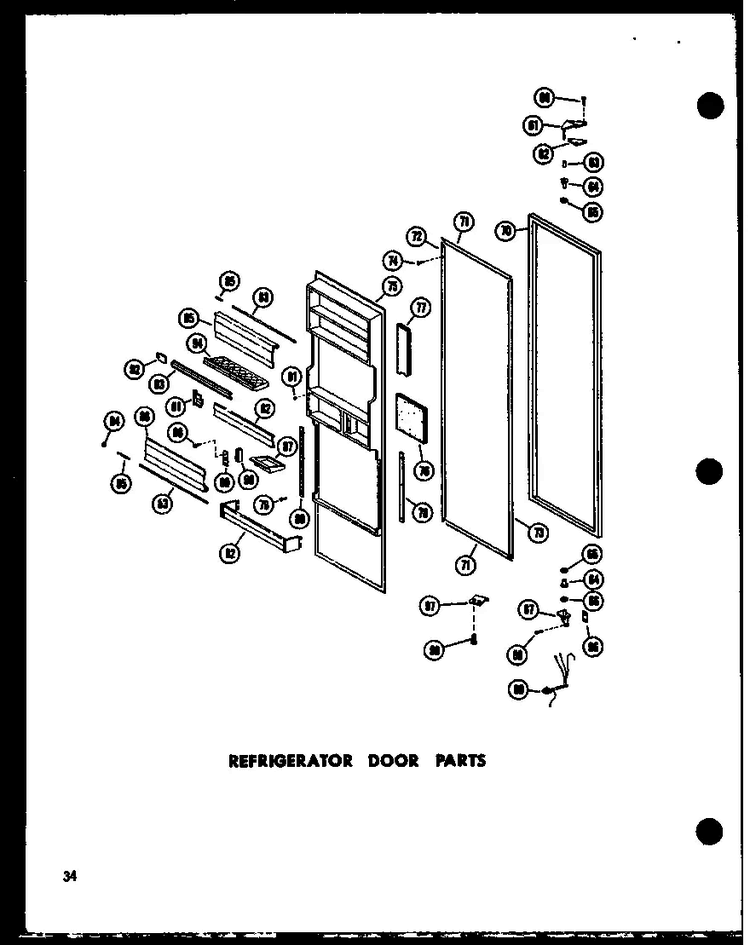 Refrigerator Door Parts Diagram and Parts List for SD19W-P60340-70W  Amana Refrigerator
