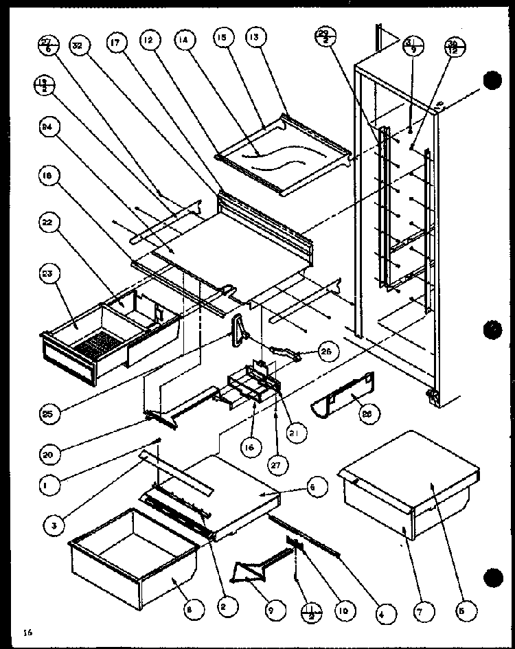 Section 12 Diagram and Parts List for SDB20H-P7836031W  Amana Refrigerator
