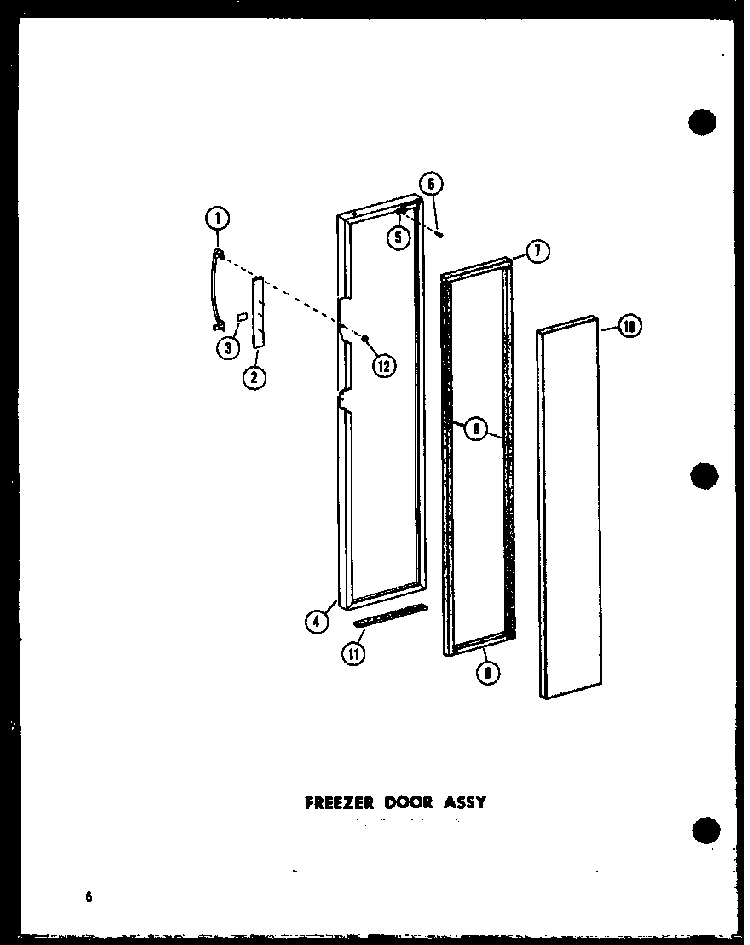 Freezer Door Assy Diagram and Parts List for ESR22D-P73900-20W  Amana Refrigerator