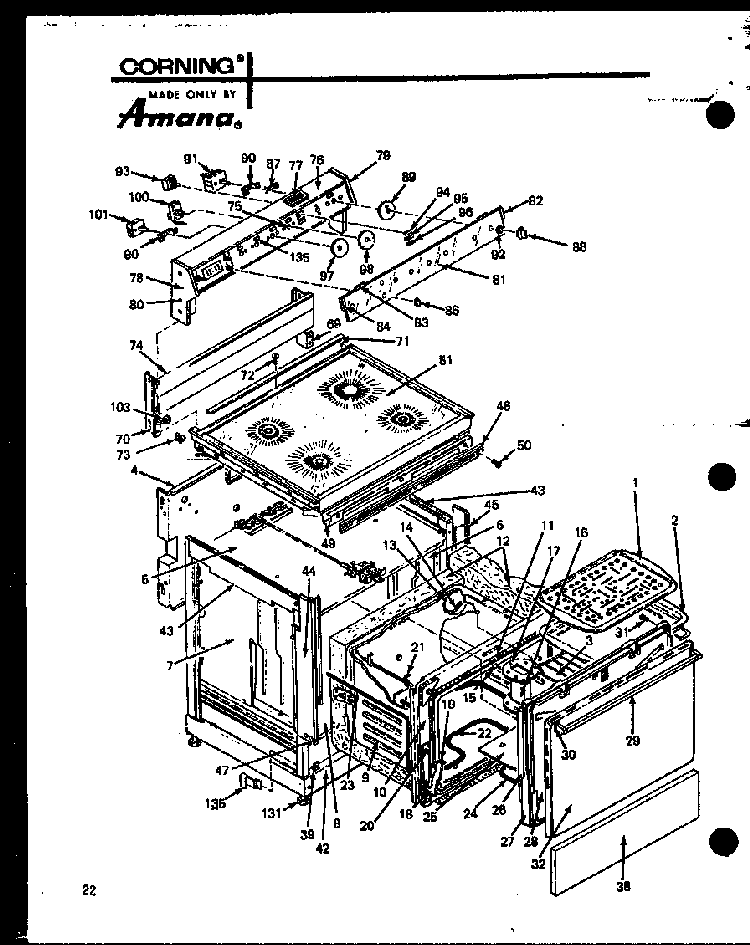Section 3 Diagram and Parts List for ARC-2B P85122-2S Amana Range