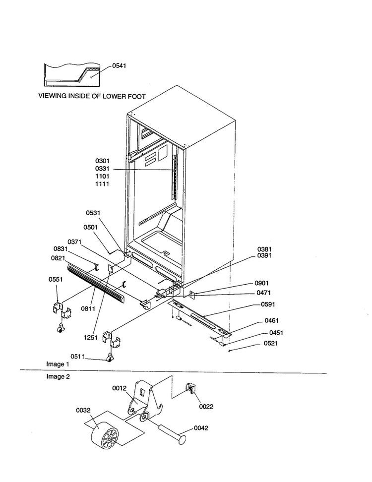 Ladders/lower Cabinet/rollers Diagram and Parts List for TX21VE-P1301804WE  Amana Refrigerator