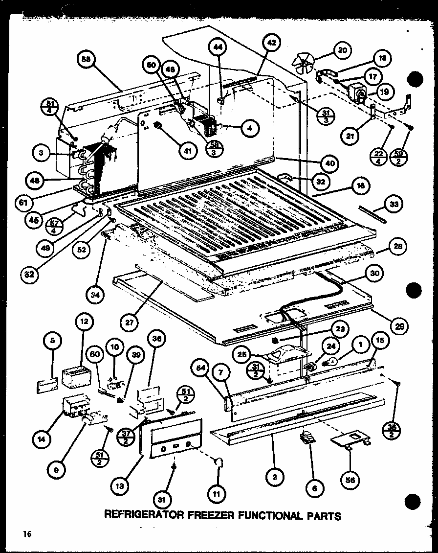 Refrigerator Freezer Functional Parts (tm16j/p7739001w) (tr16j/p7739002w) Diagram and Parts List for TM20J-P7739008W  Amana Refrigerator
