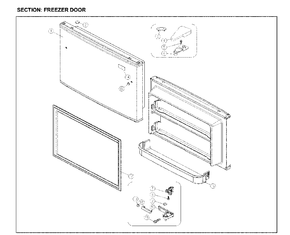 Freezer Door Diagram and Parts List for 11161205713  Kenmore Refrigerator