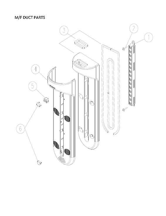 M/F Duct Parts Diagram and Parts List for 11160712911  Kenmore Refrigerator