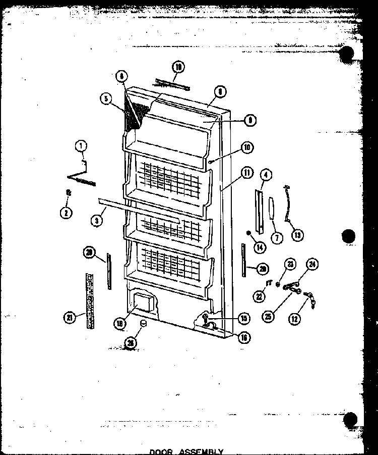 Door Assembly Diagram and Parts List for U23B-G P60345-52WG Amana Freezer