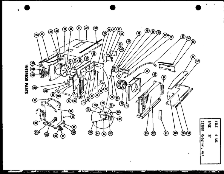 Interior Parts Diagram and Parts List for FC24-3H-1 P54302-54R Amana Air Conditioner