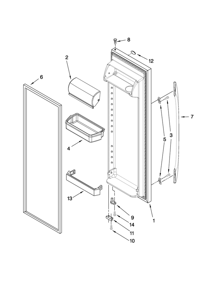 Refrigerator Door Parts Diagram and Parts List for MSD2274VEM01  Maytag Refrigerator