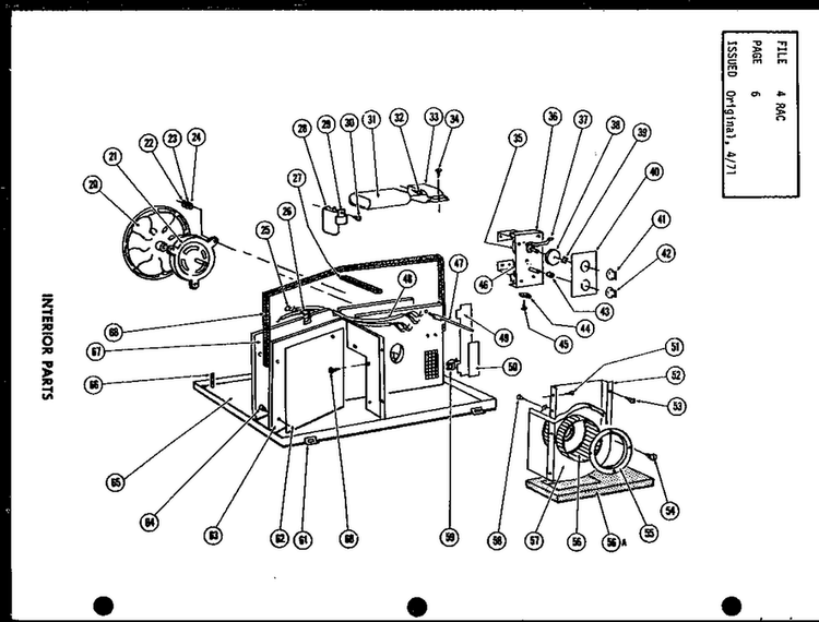 Interior Parts Diagram and Parts List for FC24-3H-1 P54302-54R Amana Air Conditioner