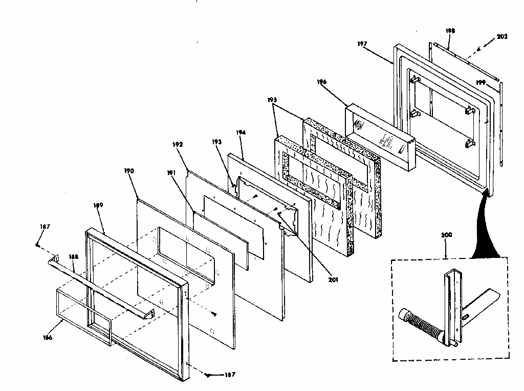 Lower Oven Door Diagram and Parts List for 8504277560  Kenmore Range