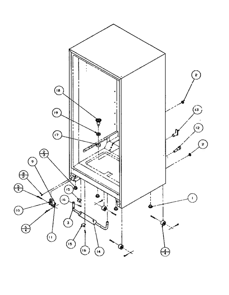 Cabinet Bottom And Back Diagram and Parts List for BX20QW-P1125502WW  Amana Refrigerator