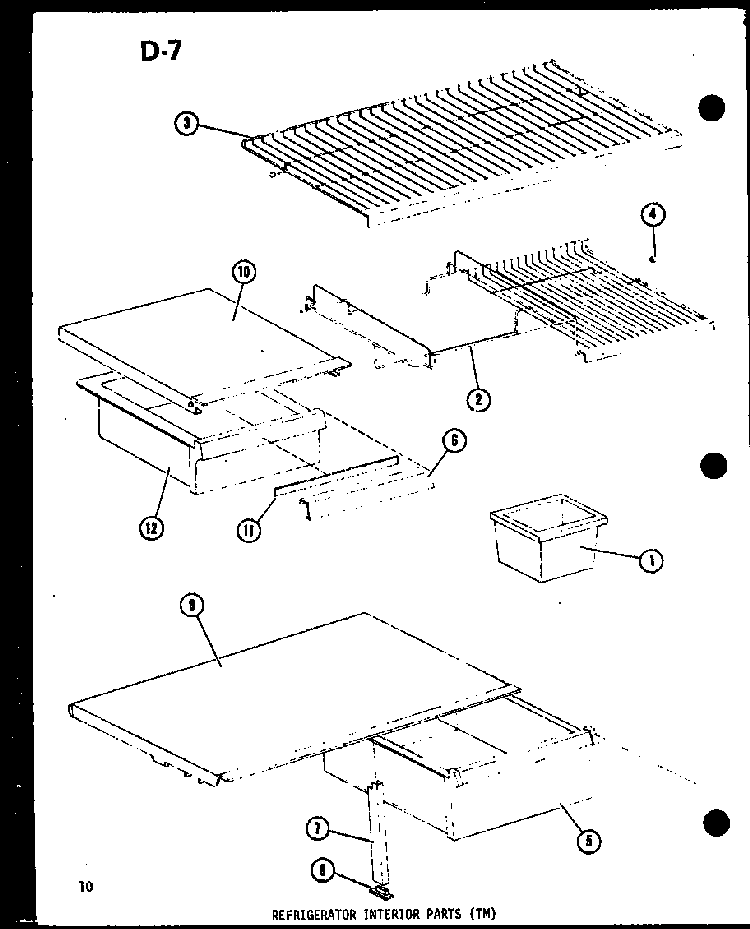 Refrigerator Interior Parts Diagram and Parts List for ESRFC14E-G-P74645-12WG  Amana Refrigerator