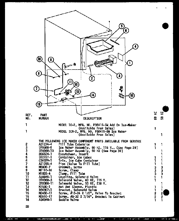 Icemaker Diagram and Parts List for ESR22C-G-P73900-10WG  Amana Refrigerator