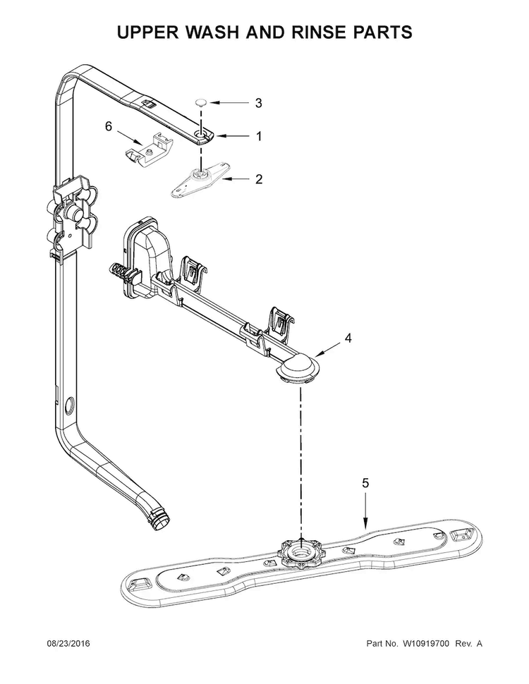 Upper Wash And Rinse Parts Diagram and Parts List for  Maytag Dishwasher