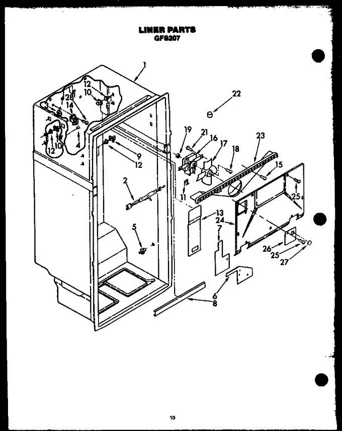 05 - Liner Parts Diagram and Parts List for GFS207 MN02 Amana Refrigerator