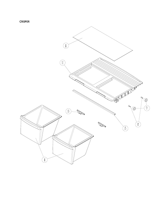 Crisper Diagram and Parts List for 11161202715  Kenmore Refrigerator