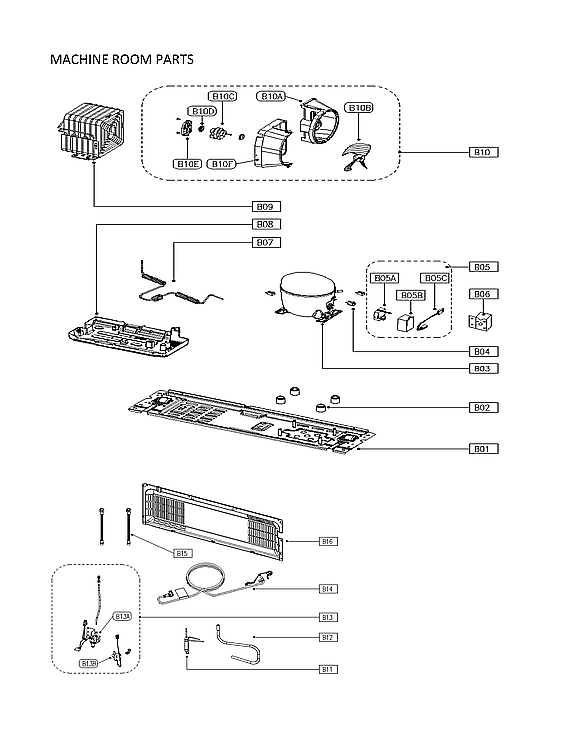 Machine Room Parts Diagram and Parts List for 11173027020  Kenmore Refrigerator