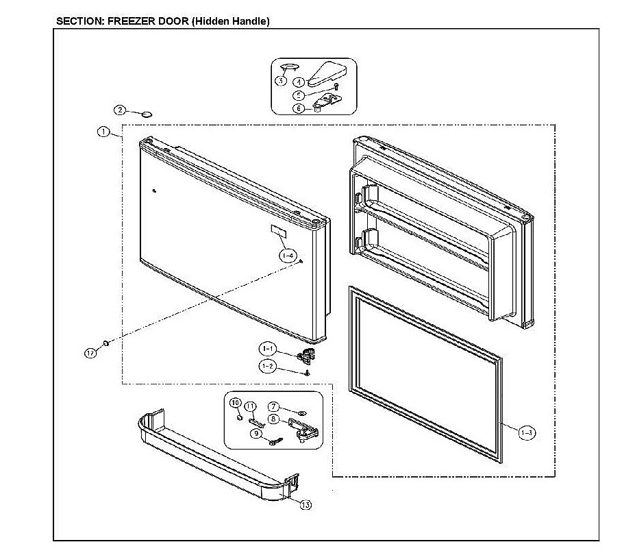 Freezer Door Diagram and Parts List for 11161212615  Kenmore Refrigerator