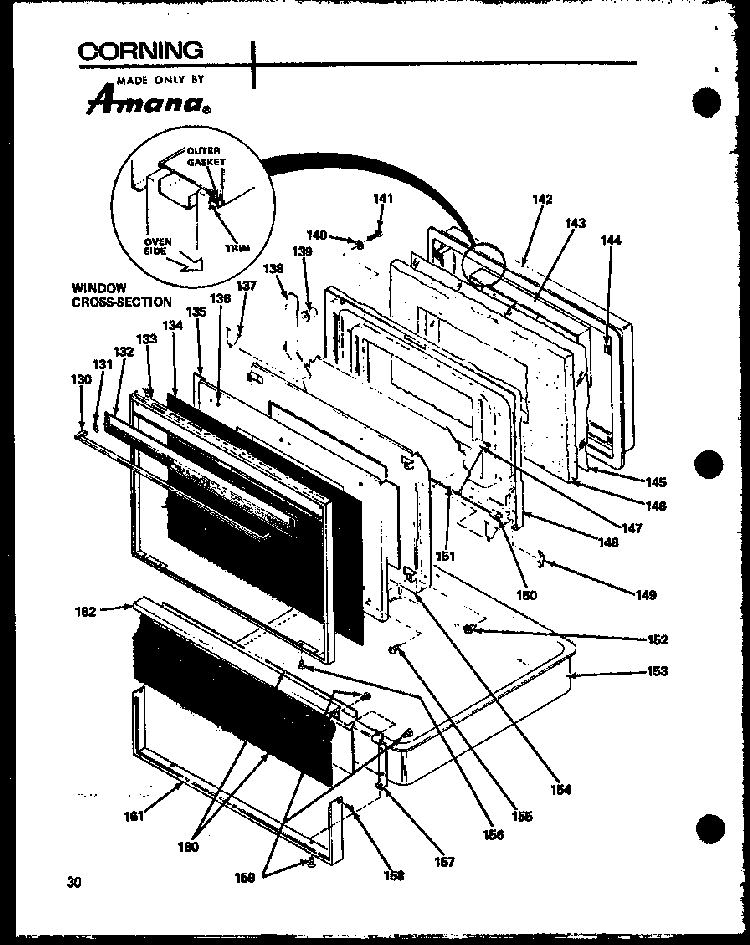 Section 1 Diagram and Parts List for ARC-2B P85122-2S Amana Range