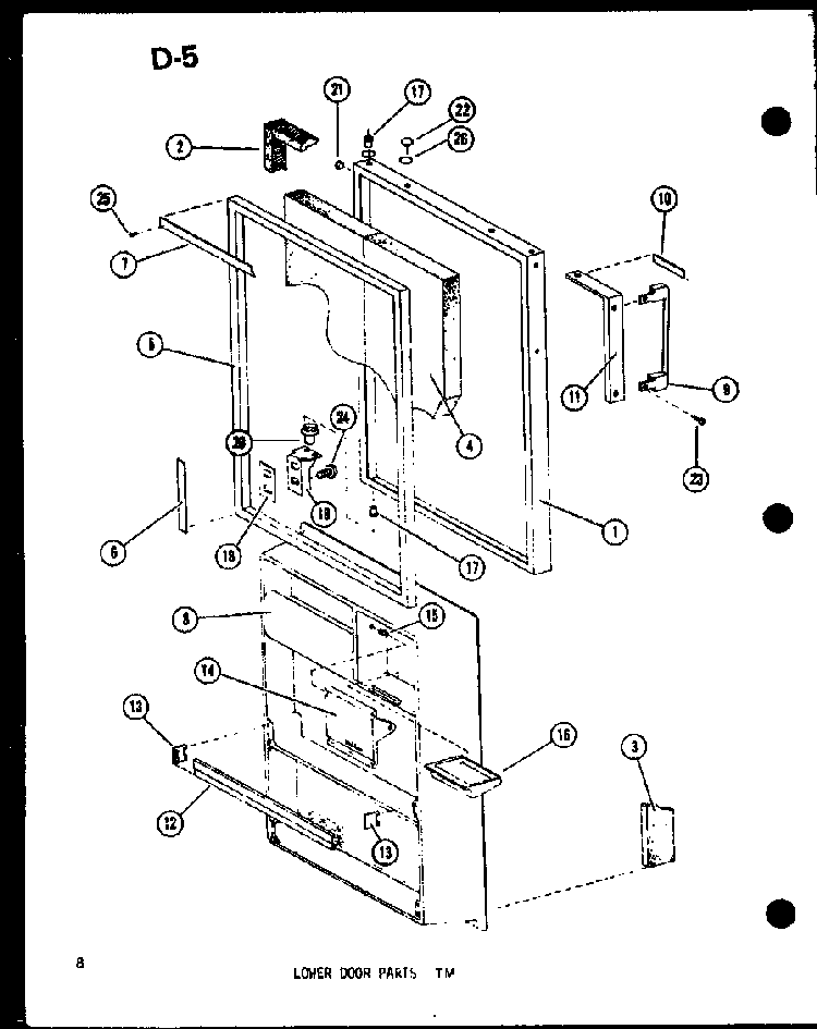 Lower Door Parts Tm Diagram and Parts List for ESRFC14E-G-P74645-12WG  Amana Refrigerator