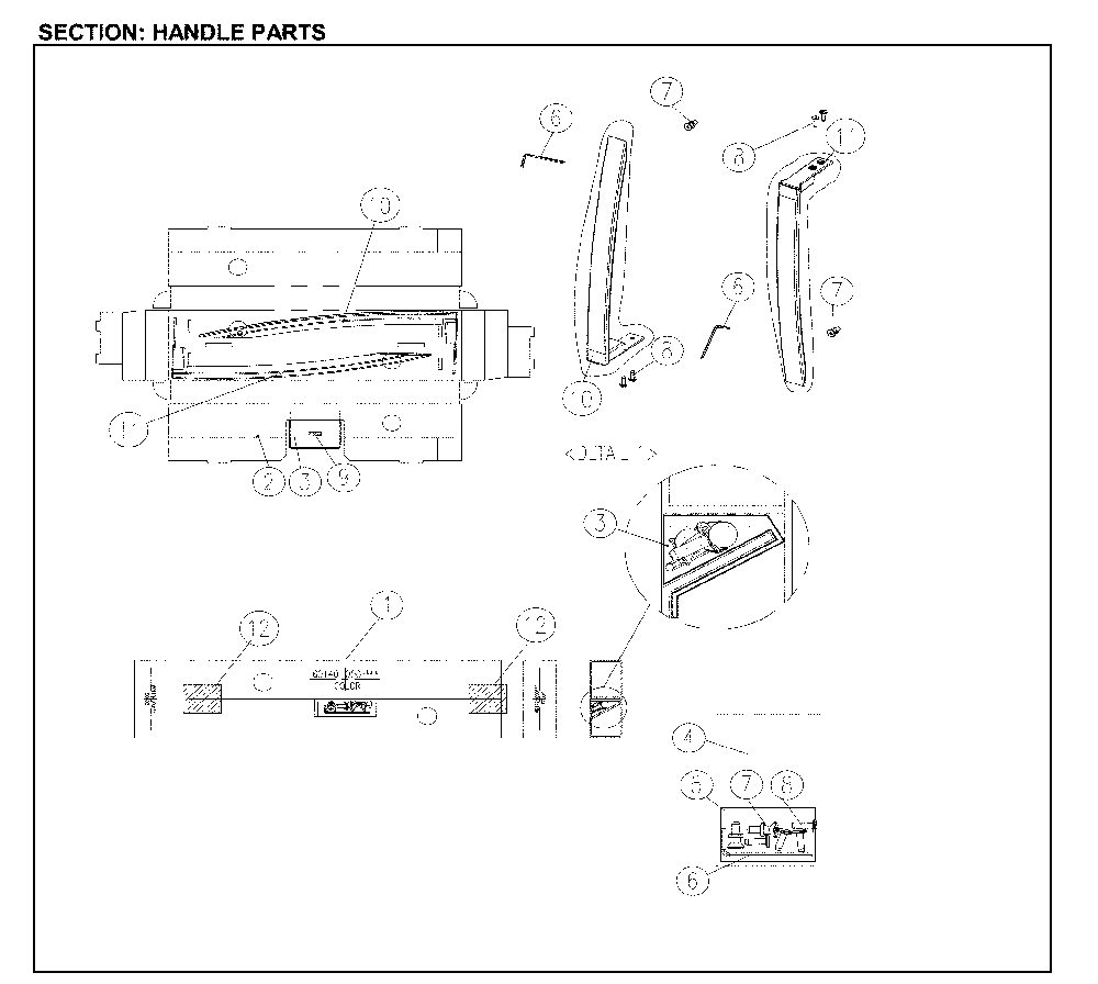 Handle Parts Diagram and Parts List for 11161209713  Kenmore Refrigerator