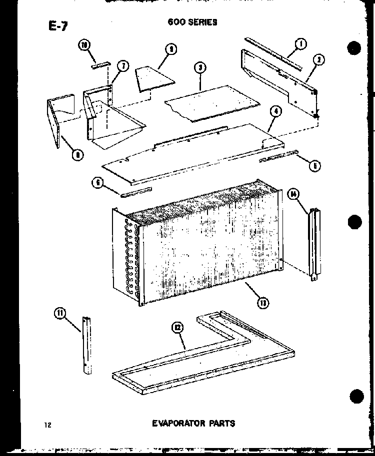 Evaporator Parts Diagram and Parts List for ES619-3S P67119-16R Amana Air Conditioner