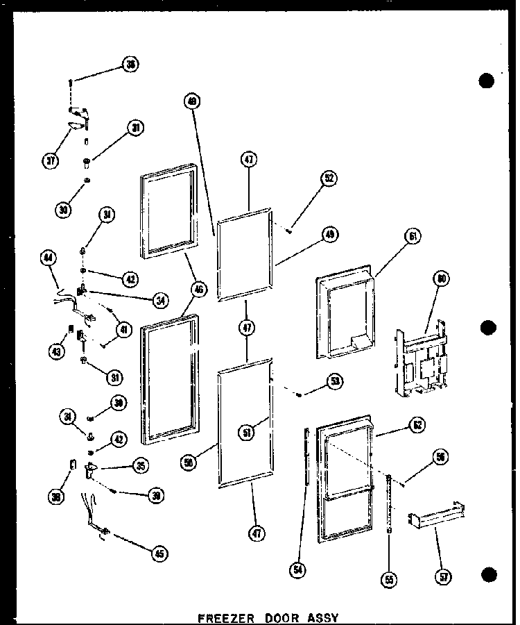 Freezer Door Assy Diagram and Parts List for SDI22N-C-P60201-65WC  Amana Refrigerator